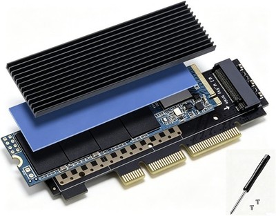 M-Key M.2 NVME SSD to PCIE 3.0 X16 Expansion Card Adapter with Heat Sink