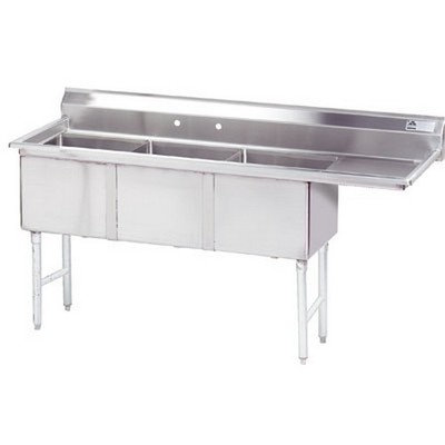 Advance Tabco 18 in x 18 in x 14 in 3 Compartment Sink w/ Right