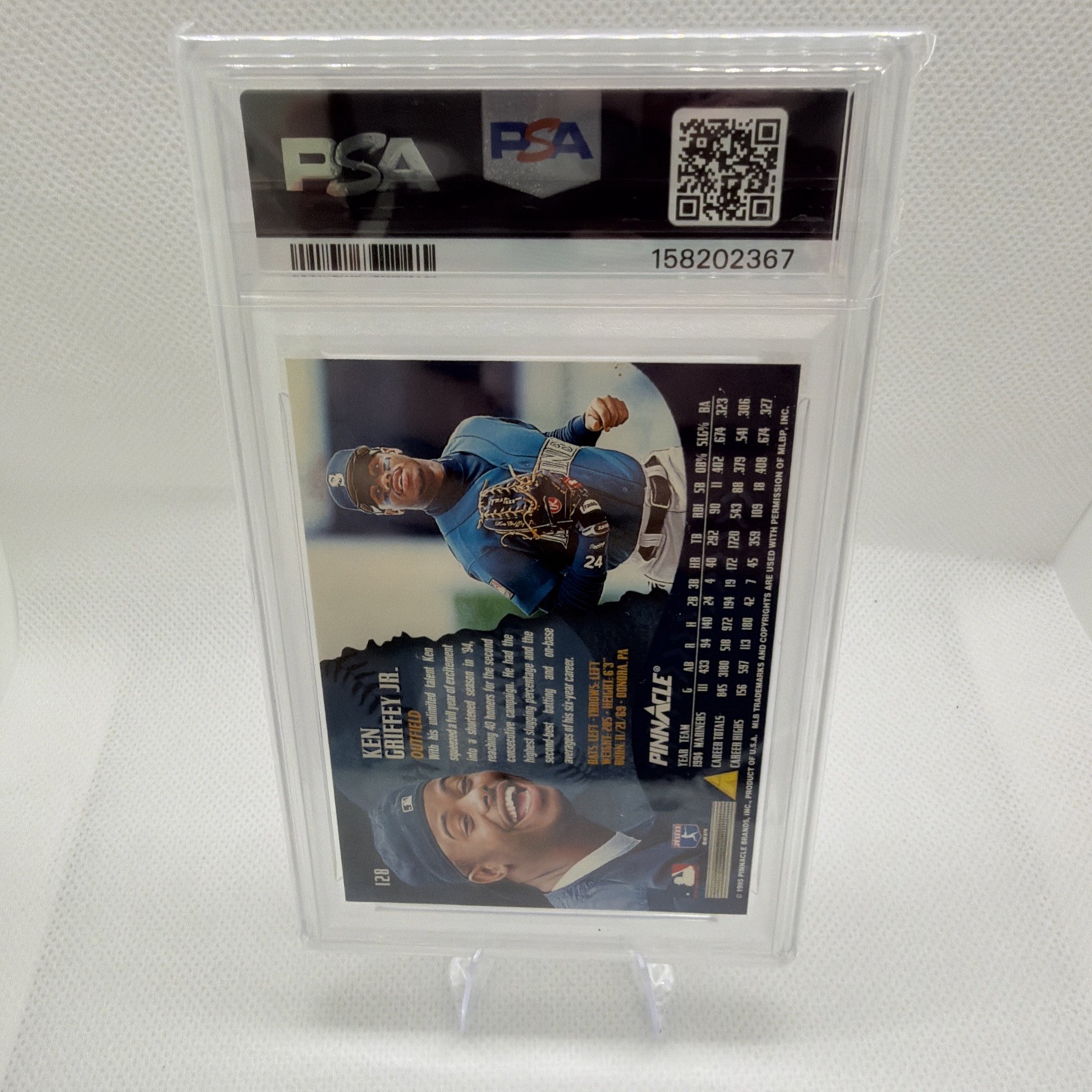 1995 Pinnacle - Ken Griffey Jr #128 PSA 9 view 2