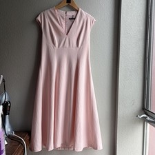 Tommy Hilfiger Pink Knee Length A-Line Dress V-Neck Cap Sleeve Zip Size 10