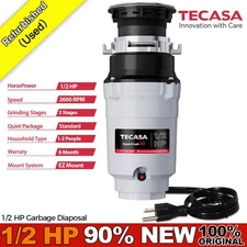 Used- Garbage Disposal 1/2HP Continuous Feed Food Waste Disposer Grinding System