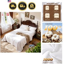 1000 Thread Count 100 Cotton Sheets Set,King Size Bed Sheet 4 Piece Sets,Lon...