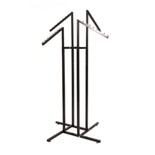 SSWBasics Black 4 Way Adjustable Clothing Rack with Slanted Arms - Retail