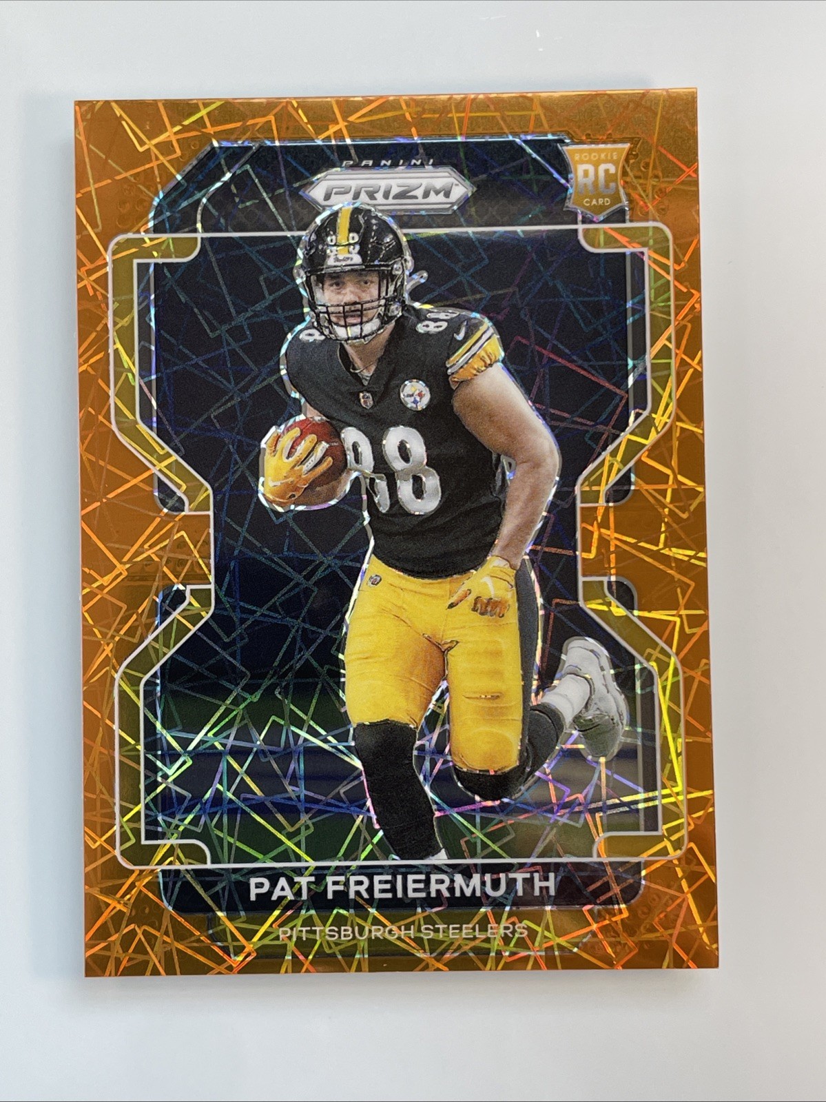 2021 Panini Prizm Pat Freiermuth Orange Lazer Laser RC #362 Pittsburgh Steelers