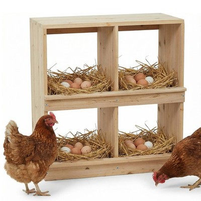 Wooden Chicken Nesting Box for Laying Hens Roll Away Egg Box with Perch Vent