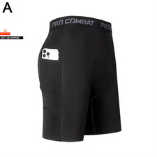 High Performance Men'S Compression Shorts with Pocket - Quick Dry Breathable Str