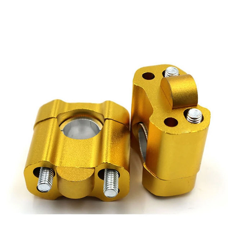 Gold Motorcycle Dirt Pit Bike CNC Handlebar Riser 22mm 28mm Bar Mount Clamps - Image 3 of 4