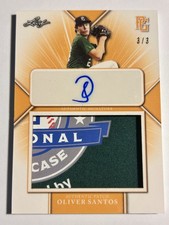 2021 Leaf Perfect Game Showcase OLIVER SANTOS Jersey Patch Auto Orange 3/3