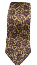 BROOKS BROTHERS MAKERS Vintage 100 Silk Neck Tie, Gold Paisley, USA