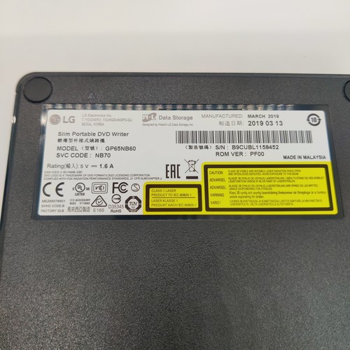 LG Electronics 8X USB 2.0 Super Multi Ultra Slim Portable DVD Writer GP65NB60 - Picture 7 of 7