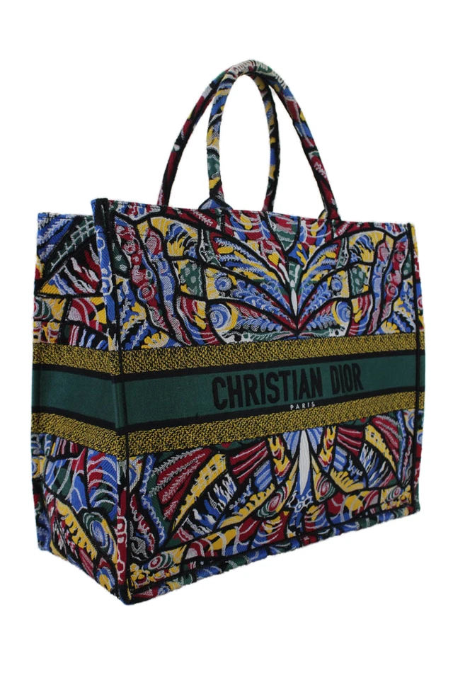 Christian Dior женщин бабочка вышитый большой книга сумка с короткими ручками Дамская сумка многоцветный - Изображение 3 из 4