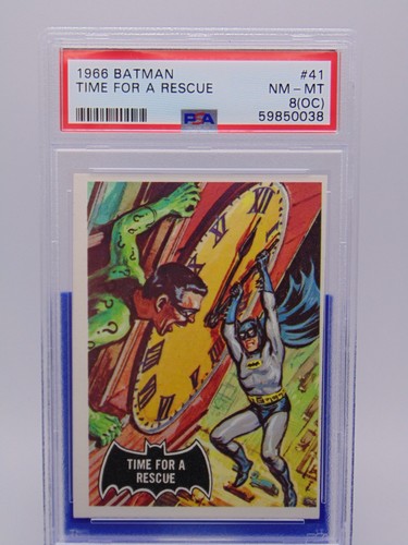 1966 Topps Batman Black Bat #41 Time for a Rescue — PSA 8 (OC)