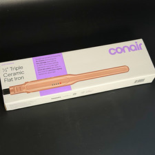 Conair 1/2 in Triple Ceramic Mini Flat Iron Straightener Rose Gold CS239NN