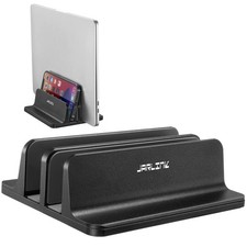 Vertical Laptop Stand Holder Aluminum Double Desktop Stand Holder with Adjust...