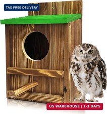 LSCQYYCC-Screech Owl House, Owl Bird Box Large Handmade Wooden Circular Opening