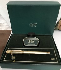Cross Townsend Fountain Pen Gold in Original Box with Papers w/ Ink 14k Nib M