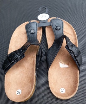 Flip Flops Badelatschen Zehentrenner Strandschuhe Badeschuhe schwarz Damen Gr 39