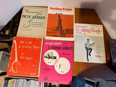 (5) Vintage Banjo Instructional Books, Pete Seeger, Ronny Lee, Harry Reser - Photo 1/4