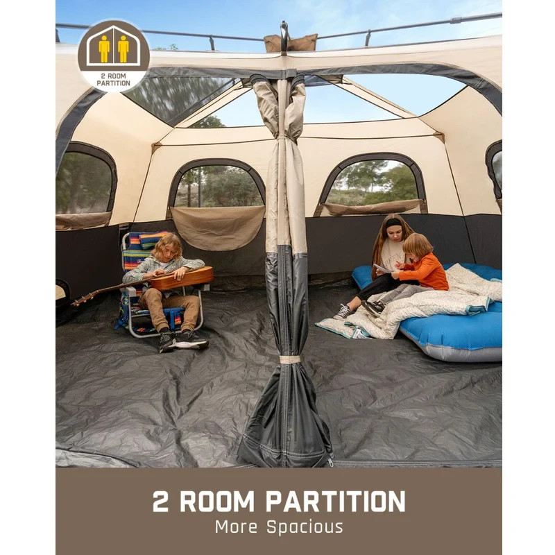 FanttikOutdoor 10 Person Camping Tent Setup in 60 Seconds with Rainfly