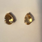 Yellow Citrine Stud Earrings Teardrop Shape 10K Gold ~ 3/8" Long