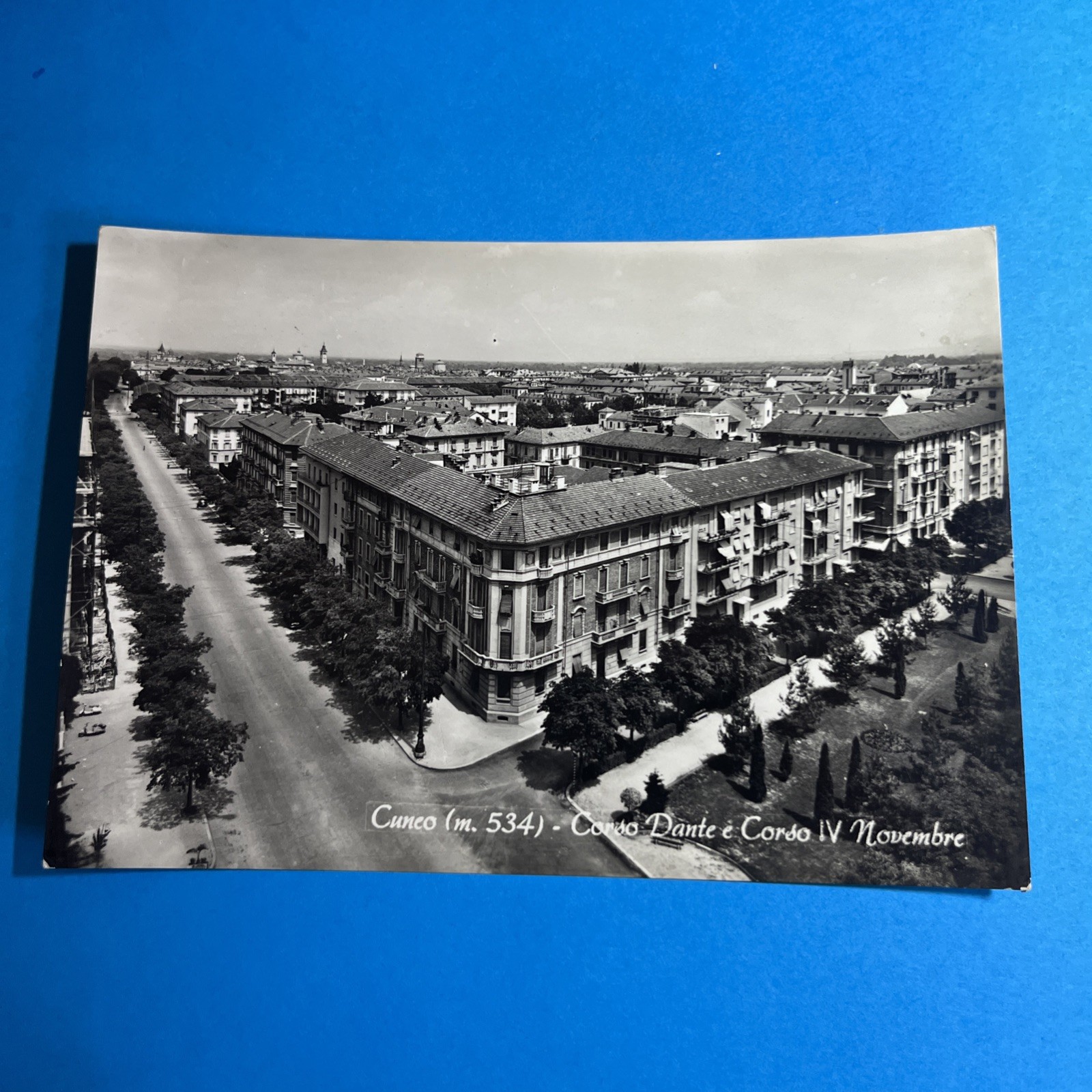 CUNEO M. 534 CORSO DANTE E CORSO IV NOVEMBRE - POSTCARD CARTOLINA BIANCO E NERO