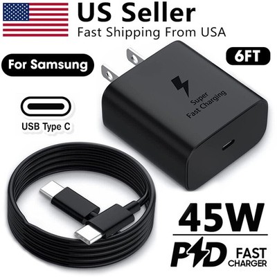 45W PD Power Wall Charger Usb c 6FT Charging Cable for Samsung Galaxy S23+