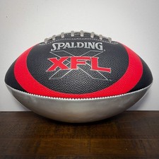 Vintage Full Sized XFL Spalding Football Red Black and Silver USED