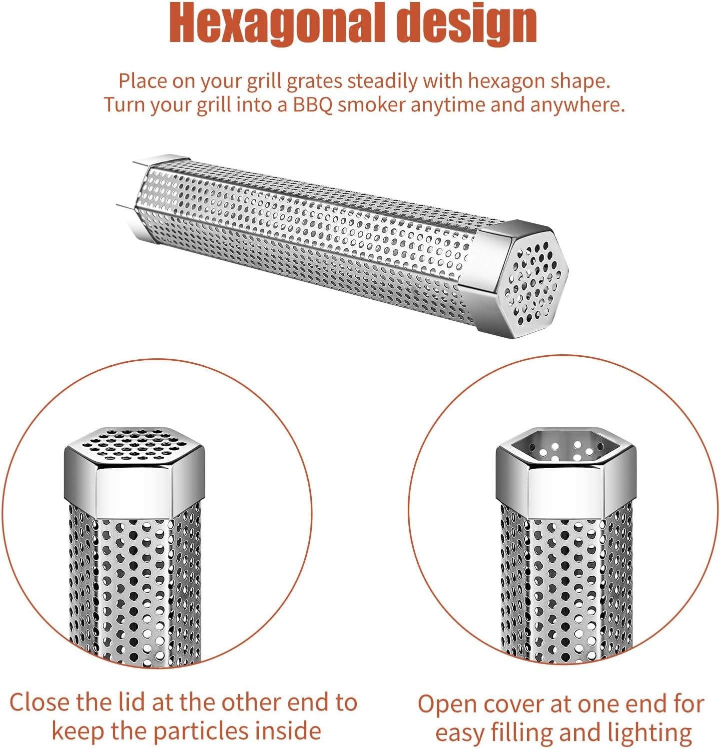 Pellet Smoker Tube,304 Premium Stainless Steel Smoke Tube,12'' Smoker Tube for P