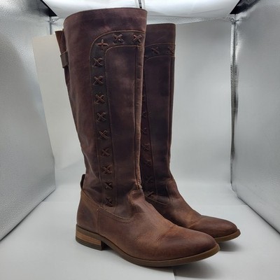 Born Albi Knee High Suede Riding Boots 10 Brown Side Zip