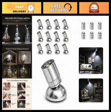 12 Pack Battery Mini Spotlights, Cold White LED Lights, 350° Rotating Design