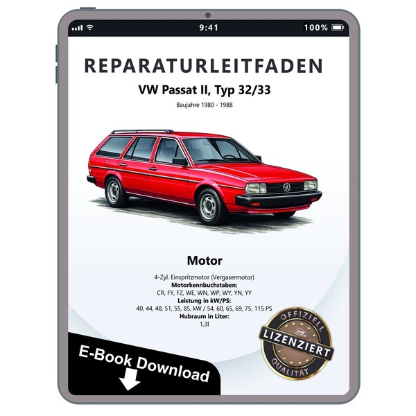 VW Passat 2 32 1980-1988 1,3L Benzinmotor Vergaser Werkstatthandbuch PDF Datei-image