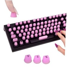 130Pcs Raised Keyboard Stickers for Long Nails with Numbers for Typing Pink