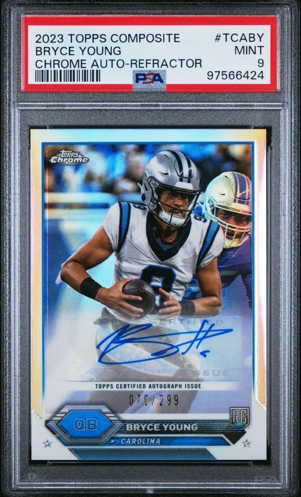 2023 Topps Composite Bryce Young RC Rookie Chrome Auto Refractor /299 PSA 9