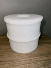 Vtg Anchor Hocking Double Stacking Grease Jar with Lid Milk Glass RARE EUC!
