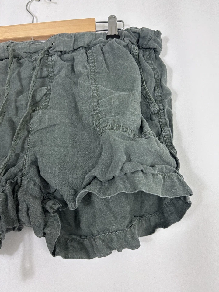 Caslon Womens Size Large Olive Green Linen Drawstring Shorts 36x4" - Image 3 of 4