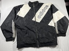 Vintage Adidas Mens Black Puffer Full Zip Trefoil Jacket Size XL READ DESC.