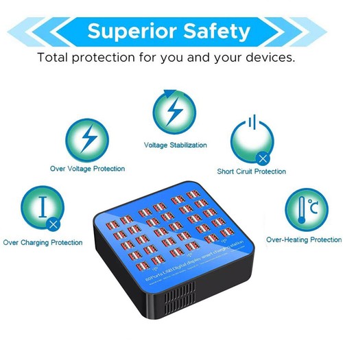 USB Charging Station 60 Ports USB Hub Smart Wall Charger for iPad Phone Tablet - 第 3/6 張圖片