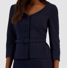 Le Suit Women's Blue Solid V-Neck 3/4 Sleeves Suit Separate Jacket Size 10