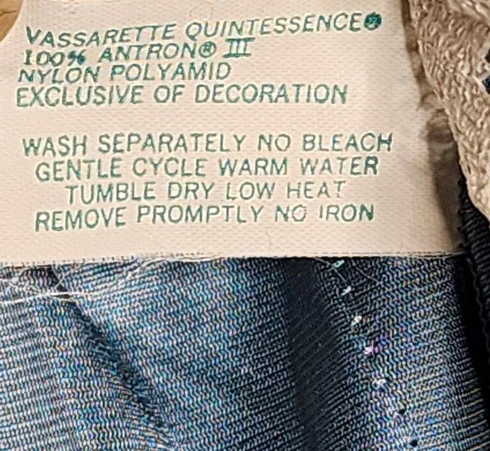 Bata de encaje satinado vintage azul satinado lencería larga íntima vassarette 34/S Foto 4 de 4