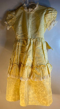 Antique Vintage Dress Childs, Yellow With Lace