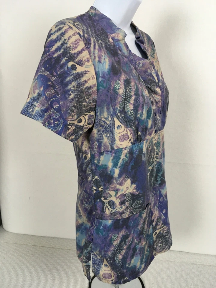 Grays Anatomy Womens Scrub Top Size XS Purple Blue Short Sleeves Pockets V neck - Image 3 of 4