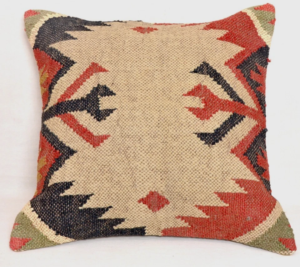 4 pcs Lot 18x18" Square Jute Cushion Cover Handmade Throw Home Decor Pillow Case - Image 4 of 4