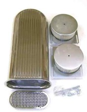 Dual 4 Barrel Carb Aluminum Hood Scoop Air Cleaner Hot Street Rod 20 Long