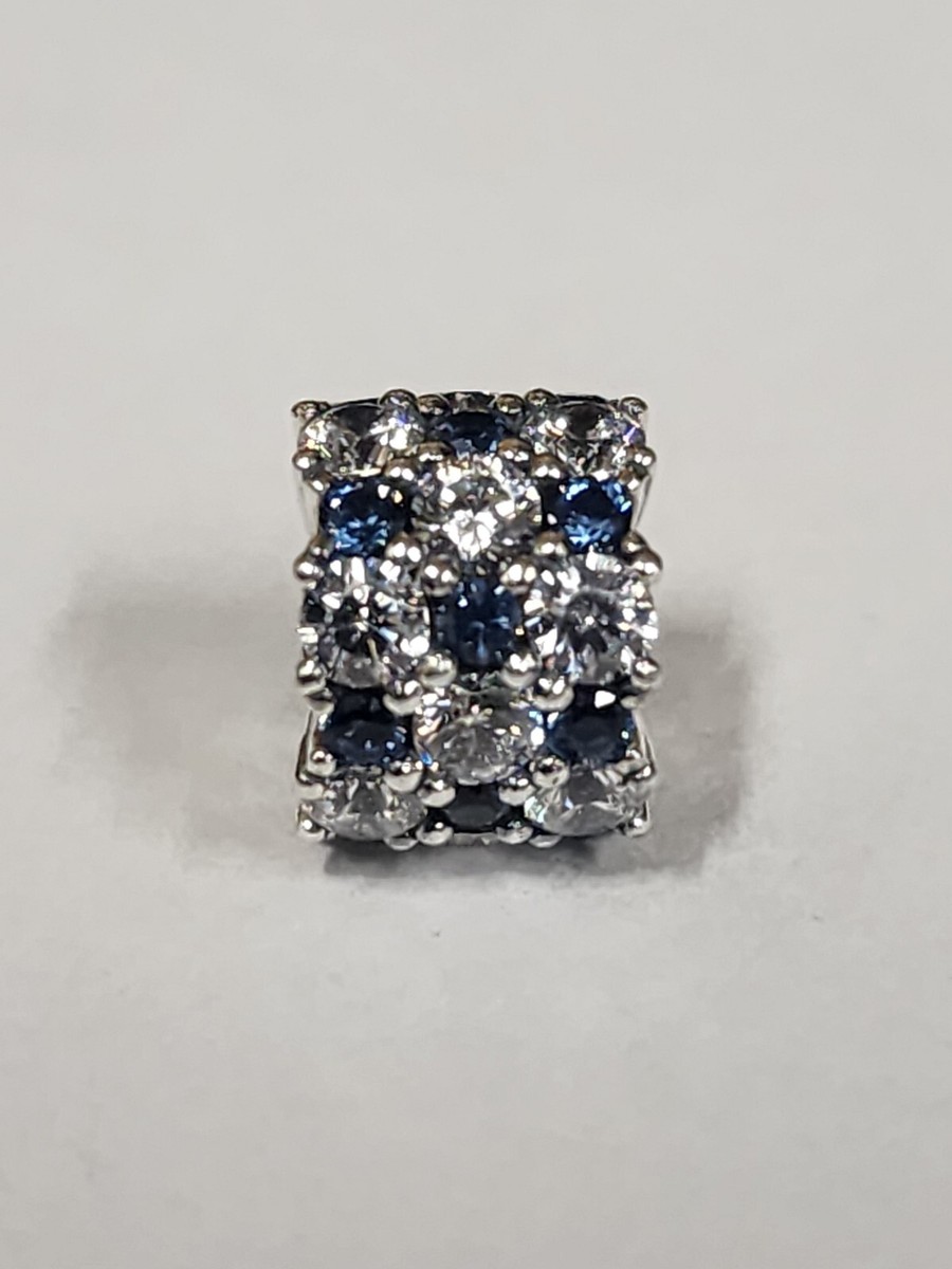 AUTHENTIC PANDORA BLUE AND CLEAR SPARKLE CHARM #798487C02