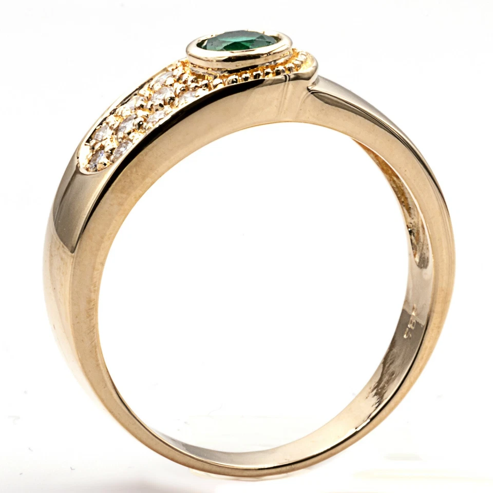 Ring 585 Gelbgold mit Smaragd & Diamanten - Bild 2 von 3