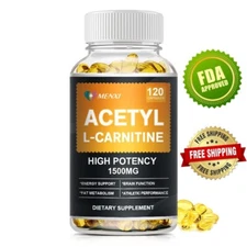 Carnitine 1500 Acetyl L-Carnitine Energy, Muscle, Fat Burn Supplement 120 Pills