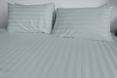 1800 Count Cotton Bamboo Feel Dobby Striped Sheet Set Deep Pockets 4 Piece Set