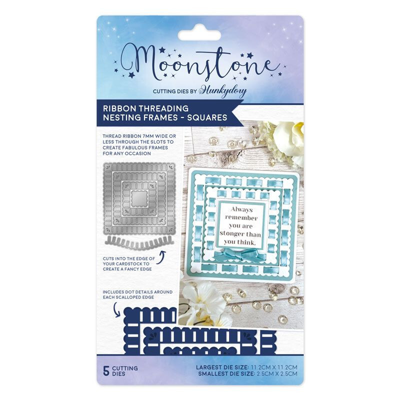 NEW - Hunkydory Moonstone RIBBON THREADING NESTING FRAMES - SQUARES Die Set