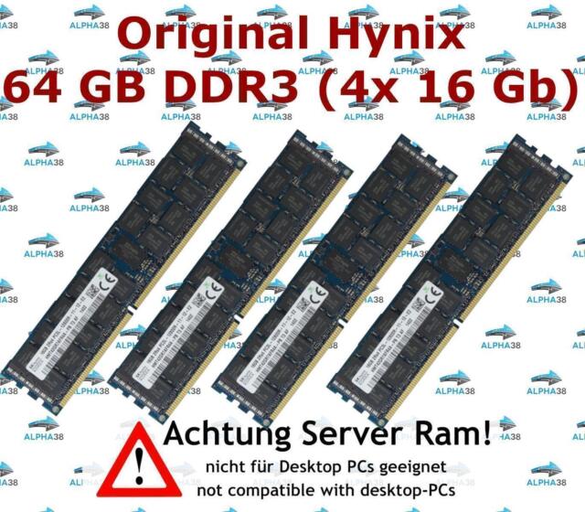 SK Hynix 64 GB (4x 16 GB) ECC Reg DDR3-1600 Fujitsu Primergy TX300 S8 RAM