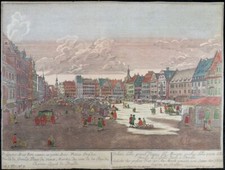 DRESDEN ALTMARKT ALTKOL. KUPFERSTICH ANSICHT PROBST CANALETTO BELLOTTO 1760